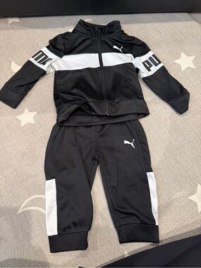 Puma Black Infant Active Jacket with Green Logo